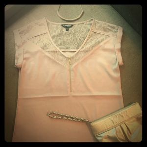 Express Blush Pink Blouse w/ Gold Zipper